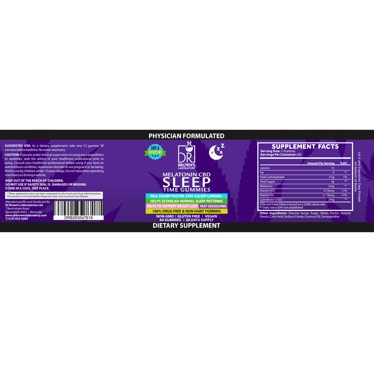 Melatonin CBD Sleep Time Gummies-  (60 Day Supply)
