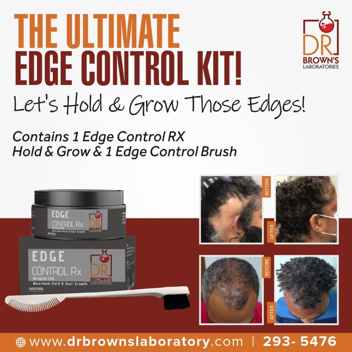 Ultimate Edge Control Kit: Contains 1 Edge Control RX Hold & Grow & 1 Edge Control Brush