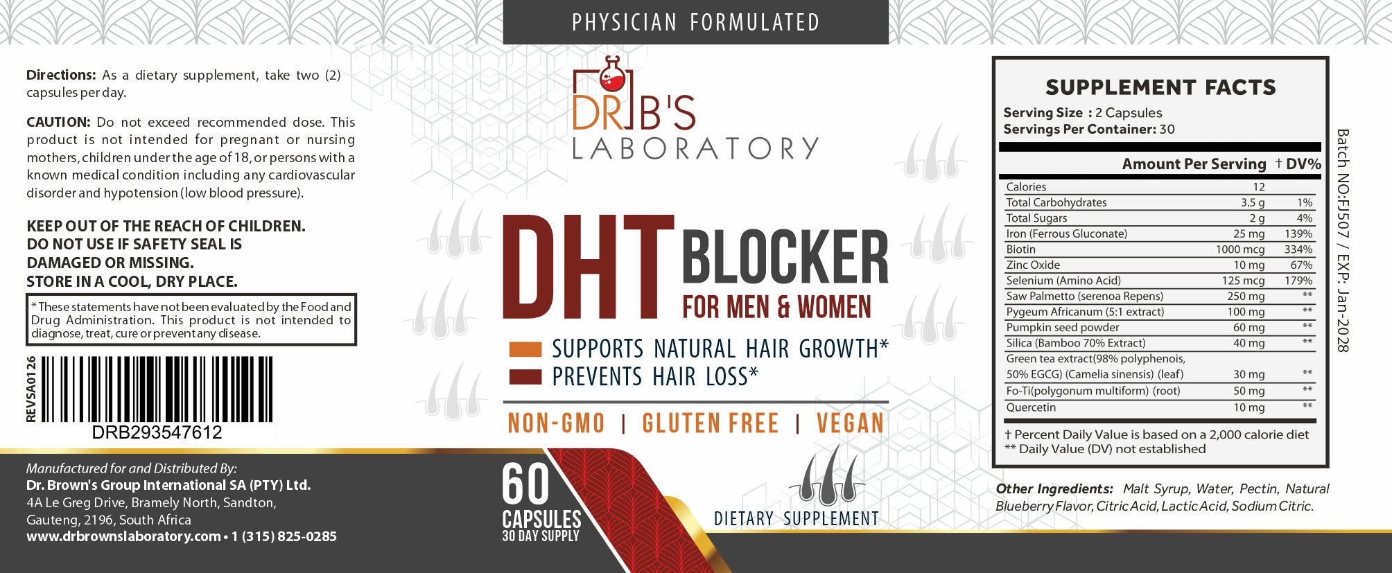 DHT Blocker Hair Growth Supplement (60 Caps) (OLD FORMULA)